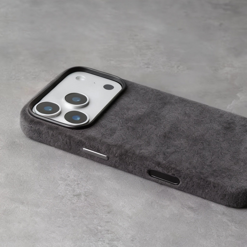 Clean Dark Grey Alcantara iPhone Case - Alternative Camera Plate
