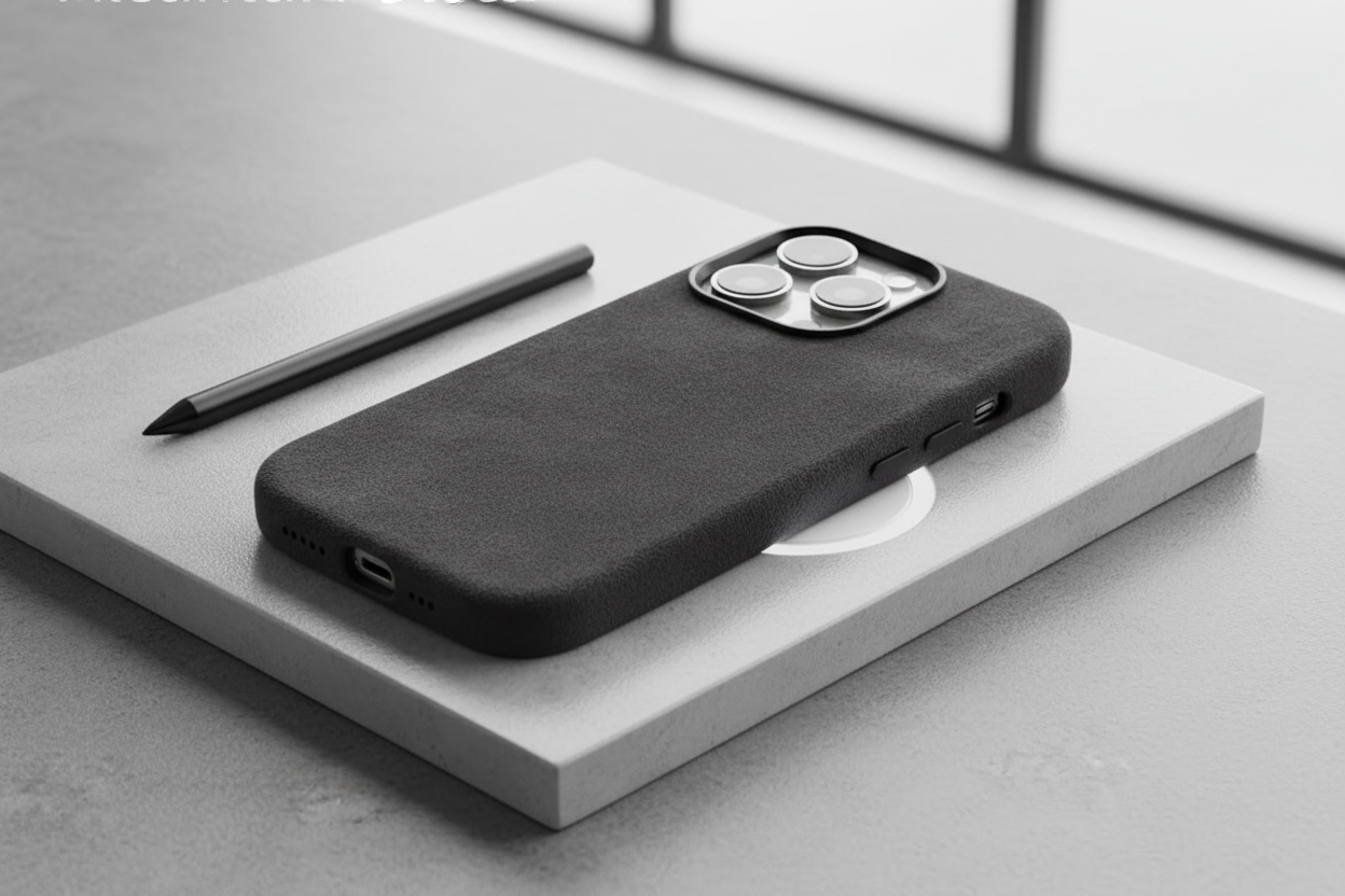 iPhone Alcantara Case in elegant setting